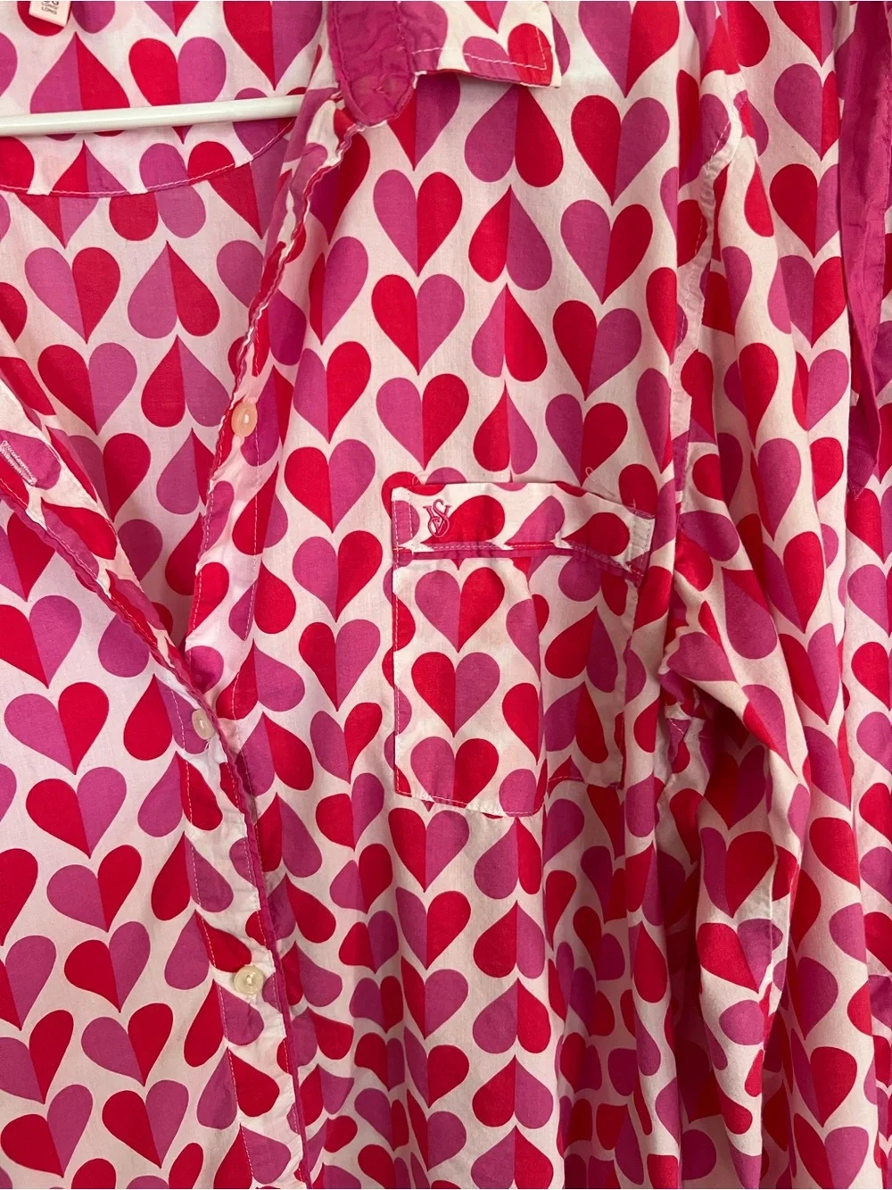Victoria’s Secret Pajama Set L Heart Print Cotton Modal Pink